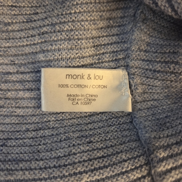Monk & Lou Blue Women's Sweater With 3/4 Sleeves Size M/L - Picture 4 of 5
